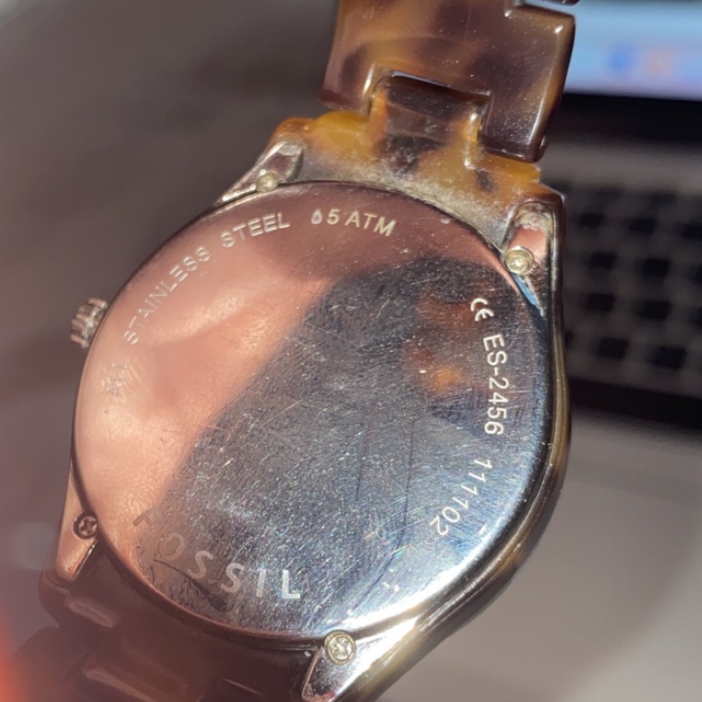 Fossil Tortoise Shell Rhinestone Watch - Picture 3 of 3